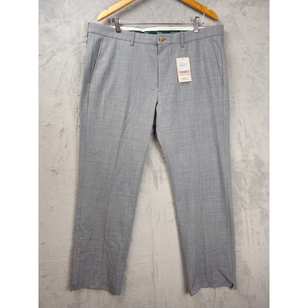 Bobby Jones Tekfit Mens Dress Pants Gray Whiskers 39x30.5 Wool Blend Performance